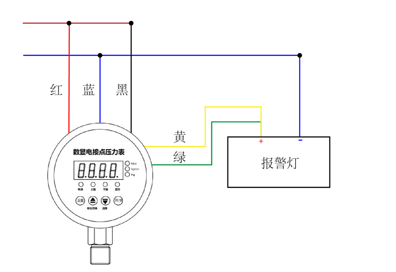 電接點連接示意圖（一個報警燈）.